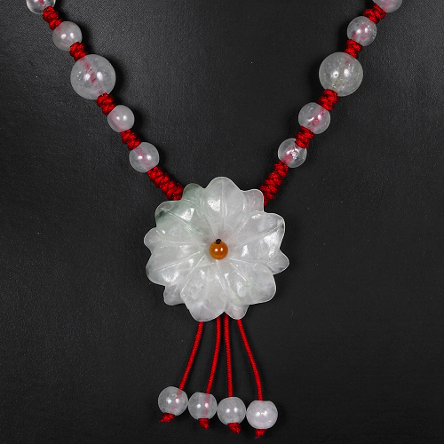 Halskette Jade, Handarbeit, Makramee, Glücksbringer, 6724 - zum Schließen ins Bild klicken